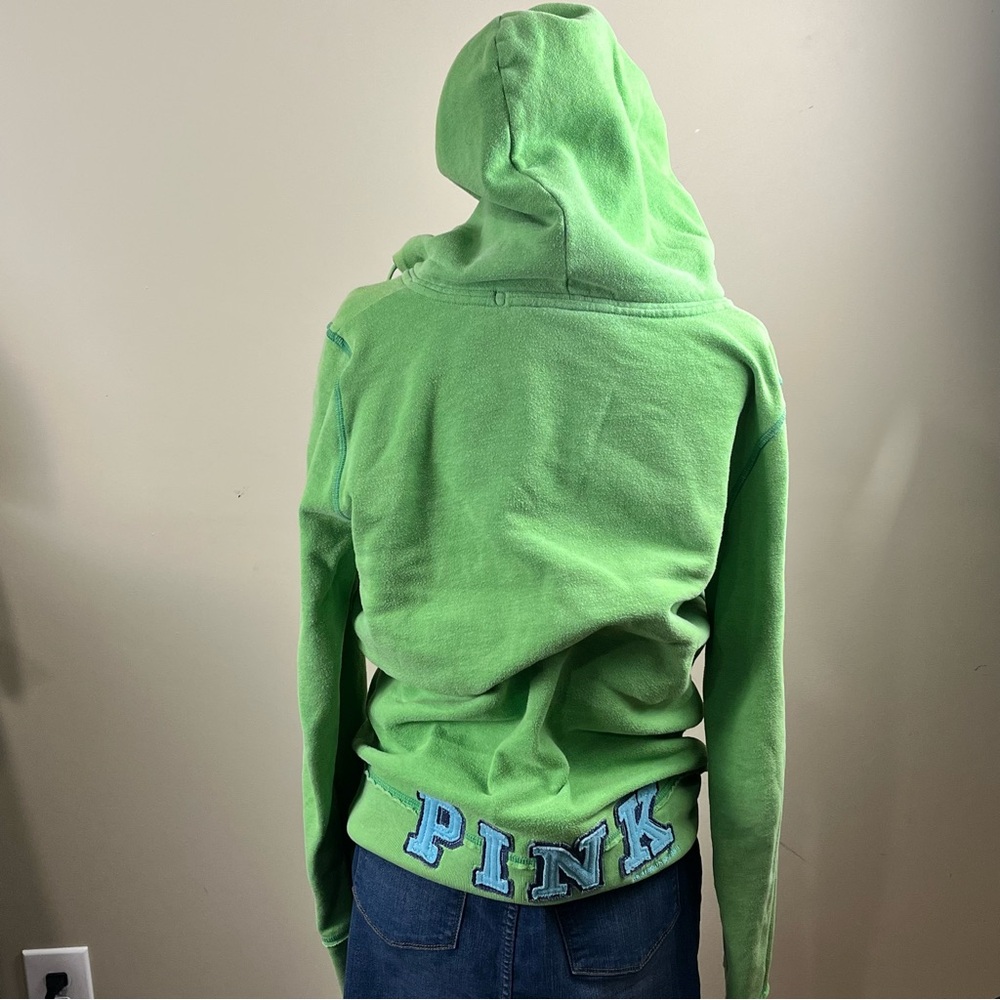 Vintage Y2K Lime Green Pink By Victoria’s Secret Hoodie Size Medium - Picture 4 of 7